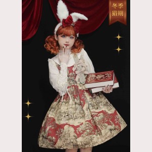 SALE! Winter Hunting Period Classic Lolita Dress JSK by Magic Tea Party - RED XL (C60)